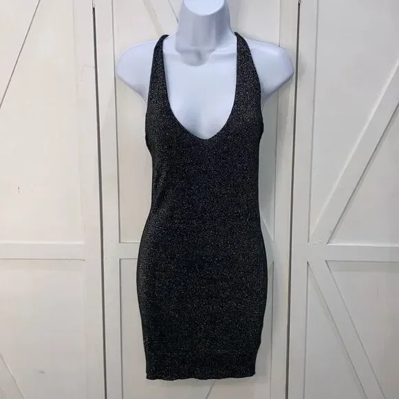 WYLDR | Dresses | Wyldr Black With Silverstitch Halter Strap Cross Back  Mini Dress Size Sm | Poshmark